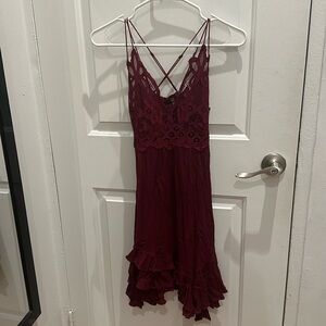 Maroon Floral Dress